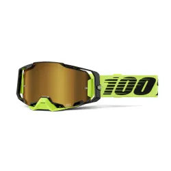100%, ARMEGA Goggle Neon Yellow - Mirror Gold Lens, ADULT