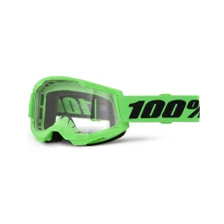 100%, STRATA 2 Goggle Neon Green - Clear Lens, ADULT