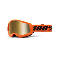 100%, STRATA 2 Goggle Neon Orange - Mirror Gold Lens, ADULT