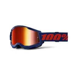 100%, STRATA 2 Goggle Navy - Mirror Red Lens, ADULT