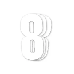 Holeshot, Numbers 10pcs, 11 X 5 cm, 8, WHITE