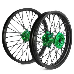 Holeshot, Complete Wheel Set, 1,85/1,60, 16/19", REAR FRONT, BLACK GREEN MAT