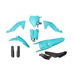 Rtech, Plastic Kit, Revolution incl seat, BLACK BLUE CYAN MINT